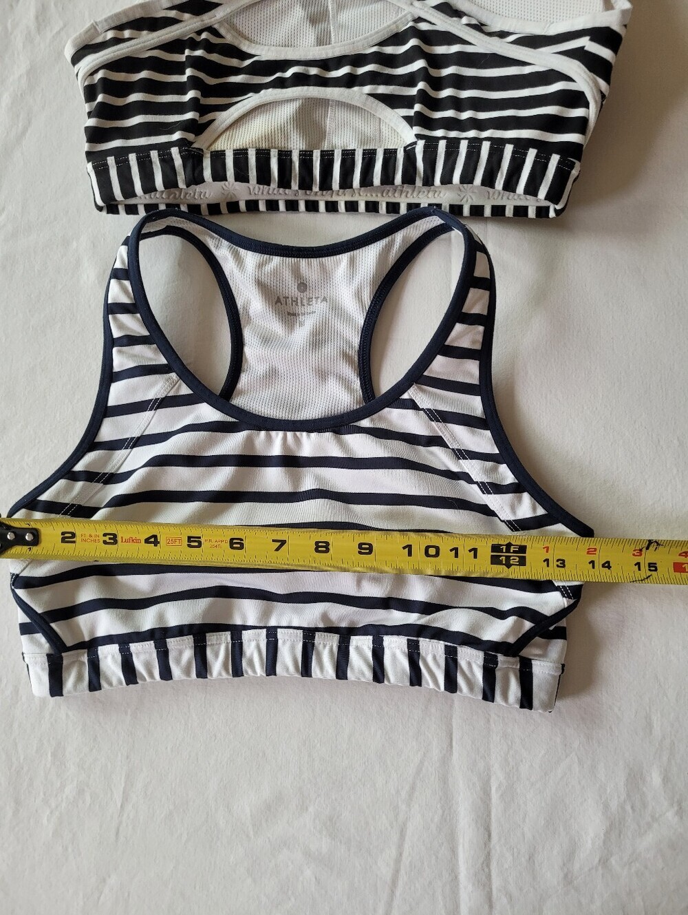 Athleta Black & White Striped Racerback Sports Bras - Twin Pack Size Ml - Picture 8 of 10
